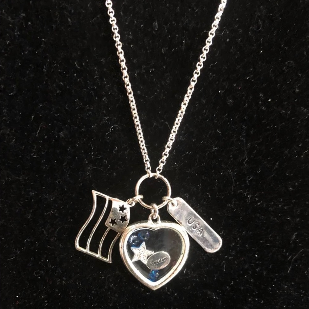 USA flag looking glass necklace